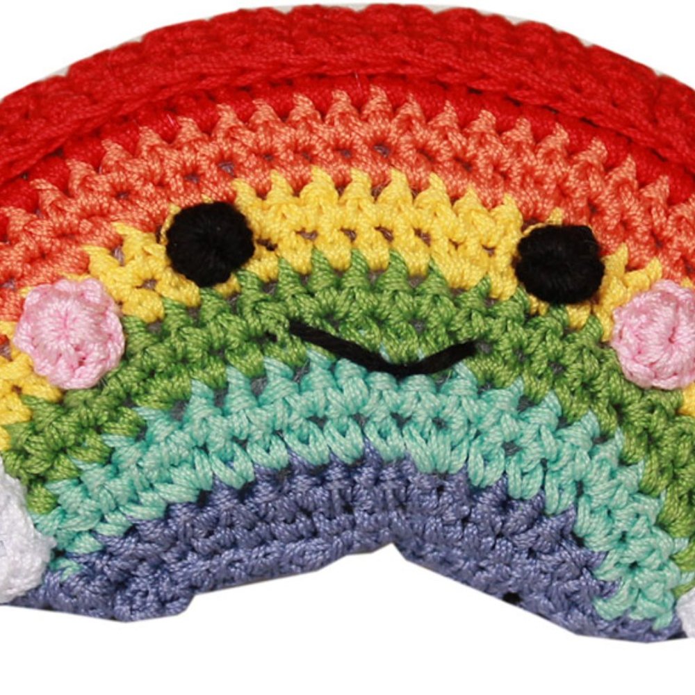 Crochet Rainbow Small Dog Toy with Squeaker